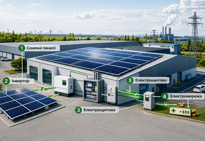 Як працює сонячна станція для бізнесу